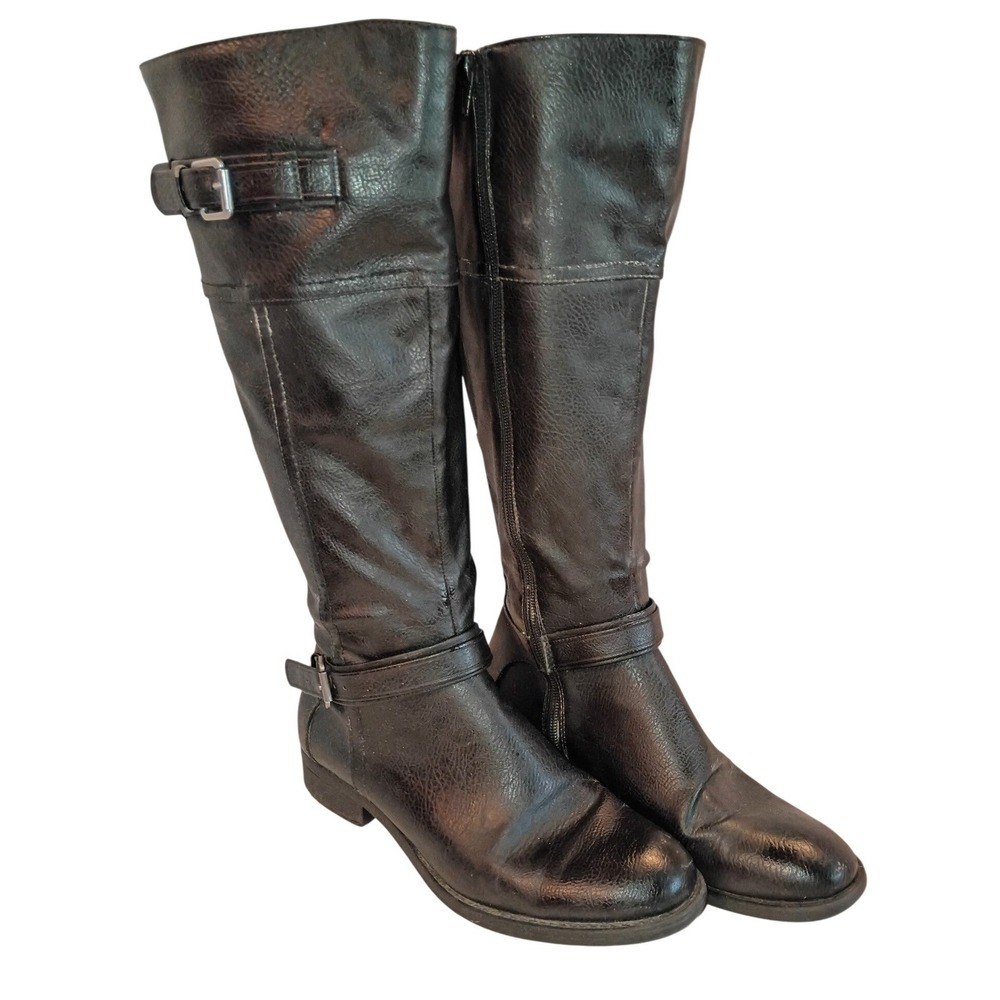 Relativity Re-Marin Womens Black Faux Leather Riding Boots Size 10MWC Man-Made